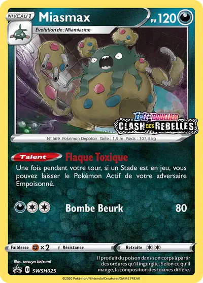 Image de la carte Pokemon Miasmax SWSH025/184