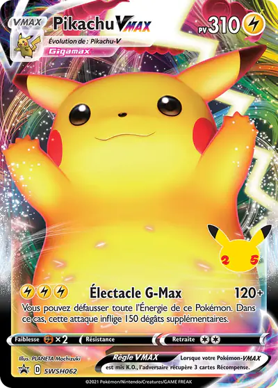 Image de la carte Pokemon Pikachu VMAX SWSH062/184