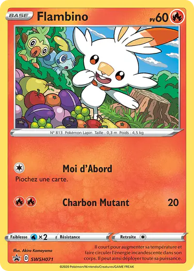 Image de la carte Pokemon Flambino SWSH071/184