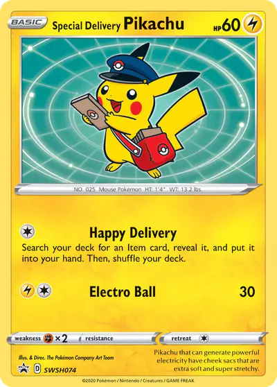 Image de la carte Pokemon Pikachu Livraison Spéciale SWSH074/184
