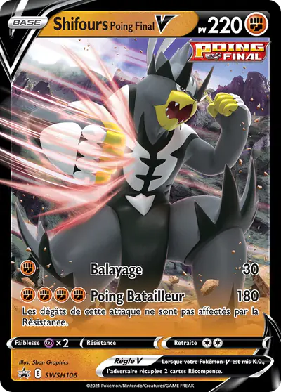 Image de la carte Pokemon Shifours Poing Final V SWSH106/184