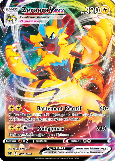 Image de la carte Pokemon Zeraora VMAX SWSH264/184