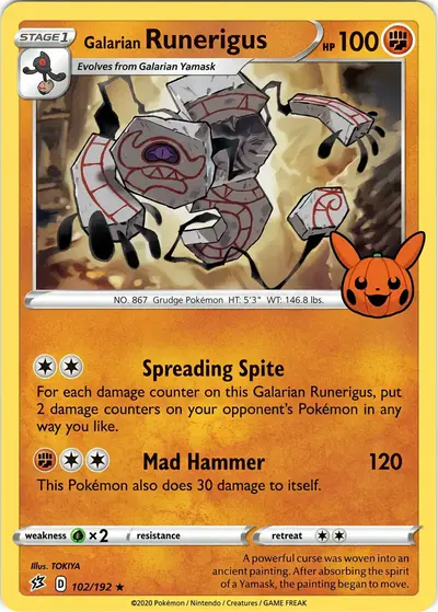 Image de la carte Pokemon Galarian Runerigus 102/30