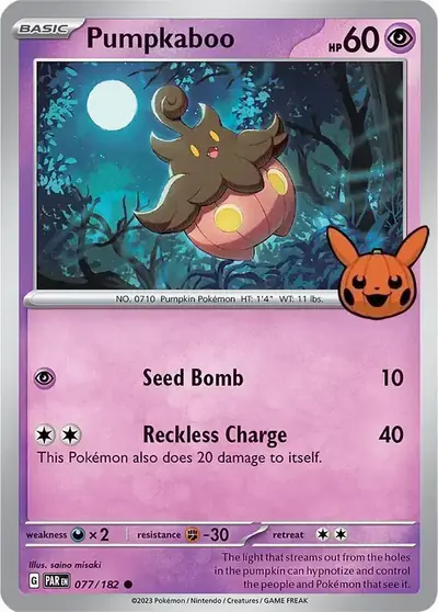 Image de la carte Pokemon Pumpkaboo 077/30