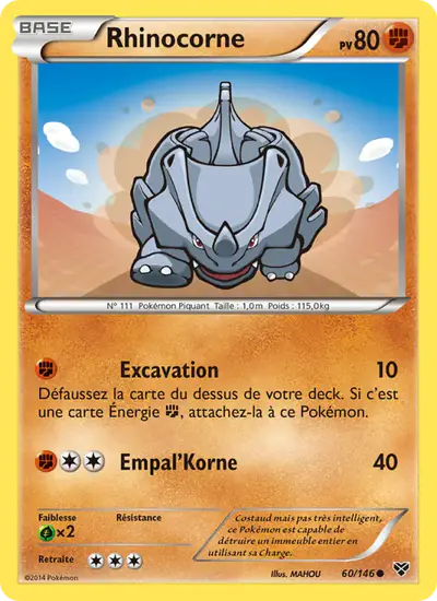Image de la carte Pokemon Rhinocorne 60/146