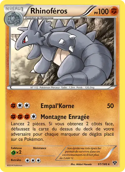 Image de la carte Pokemon Rhinoféros 61/146