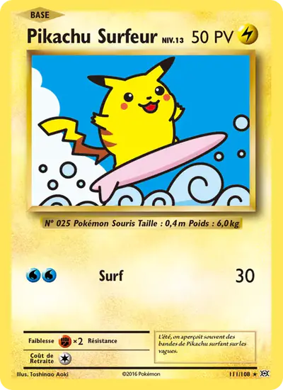 Image de la carte Pokemon Pikachu Surfeur 111/108