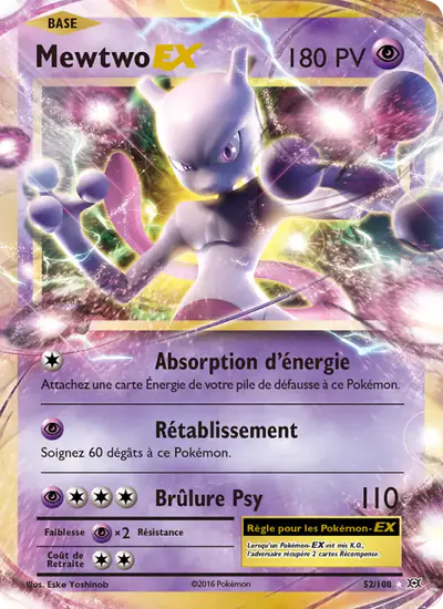 Image de la carte Pokemon Mewtwo EX 52/108