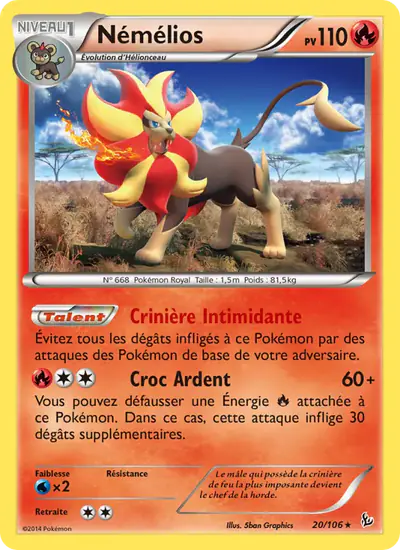 Image de la carte Pokemon Némélios 20/106
