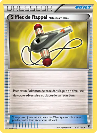 Image de la carte Pokemon Sifflet de Rappel Matos Team Flare 106/119