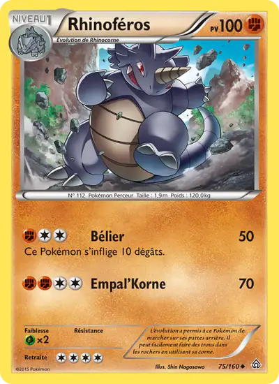 Image de la carte Pokemon Rhinoféros 75/160