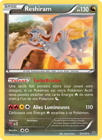 Image de la carte Pokemon Reshiram 63/108