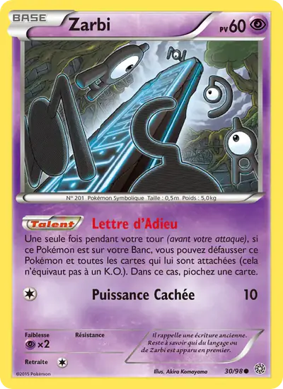 Image de la carte Pokemon Zarbi 30/98