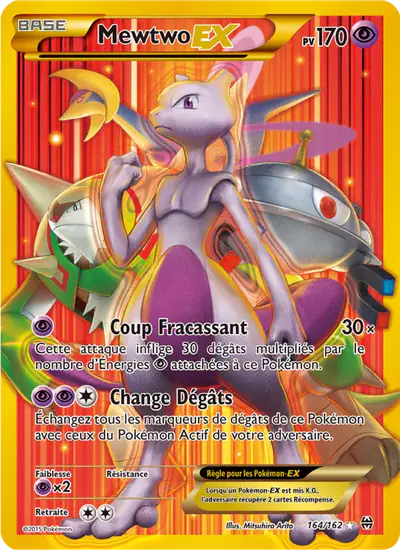 Image de la carte Pokemon Mewtwo EX 164/162