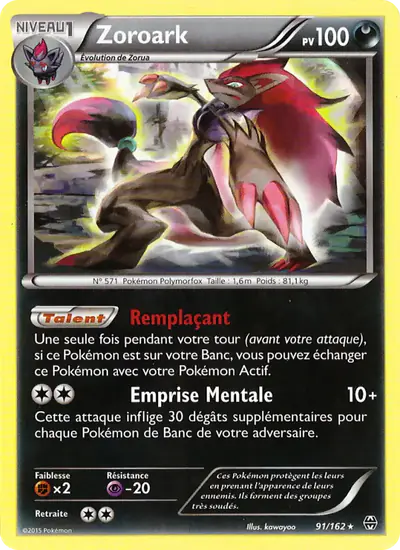 Image de la carte Pokemon Zoroark 91/162