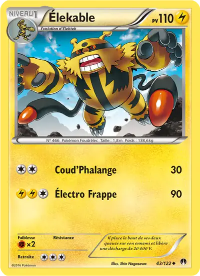 Image de la carte Pokemon Élekable 43/122