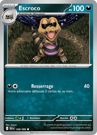 Image de la carte Pokemon Escroco 058/86